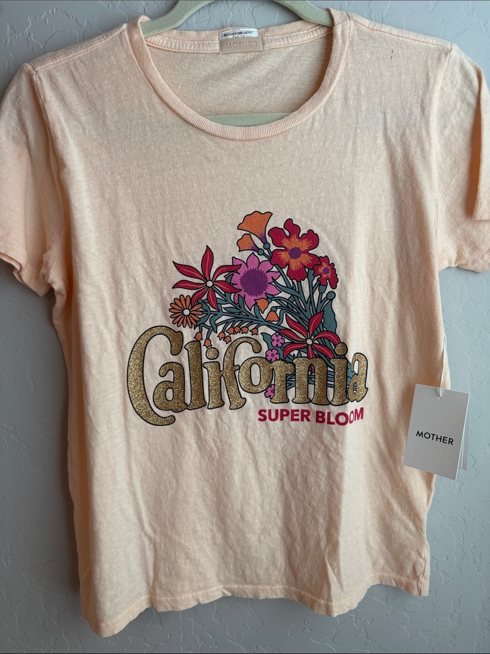 NWT MOTHER The Itty Bitty Goodie Goodie Graphic California Super Bloom Tee